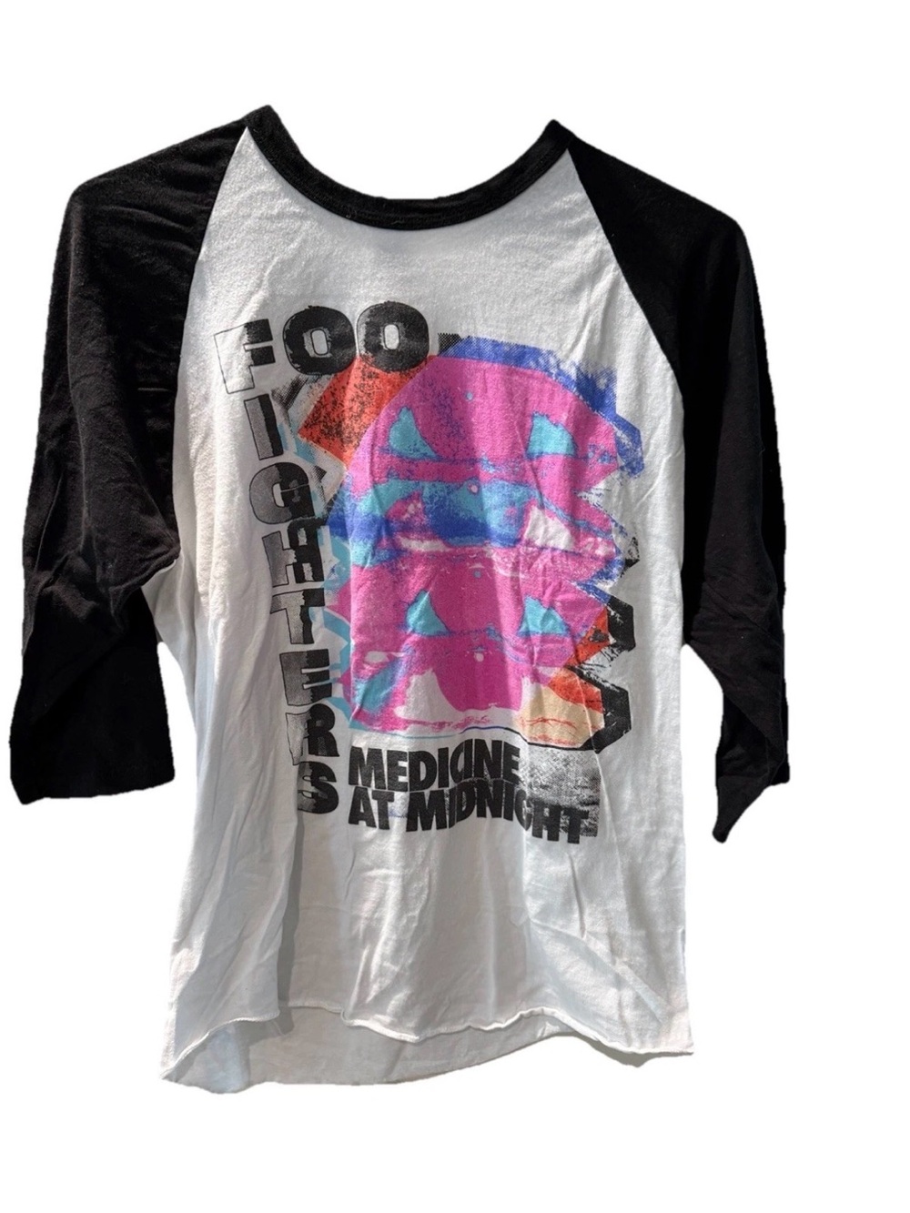 Foo Fighters 'Medicine at Midnight' Raglan Tee - White & Black